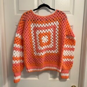 OOAK handmade crochet crewneck jumper, size S